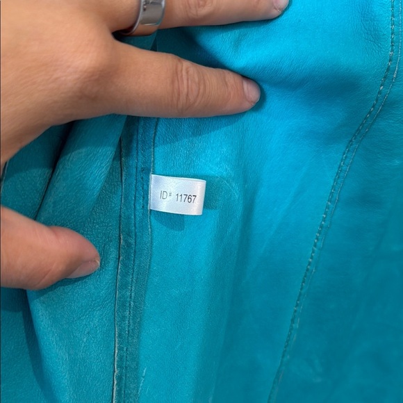 Vintage Express World Brand leather suede Turquoise Button-Up Shirt - Picture 3 of 4